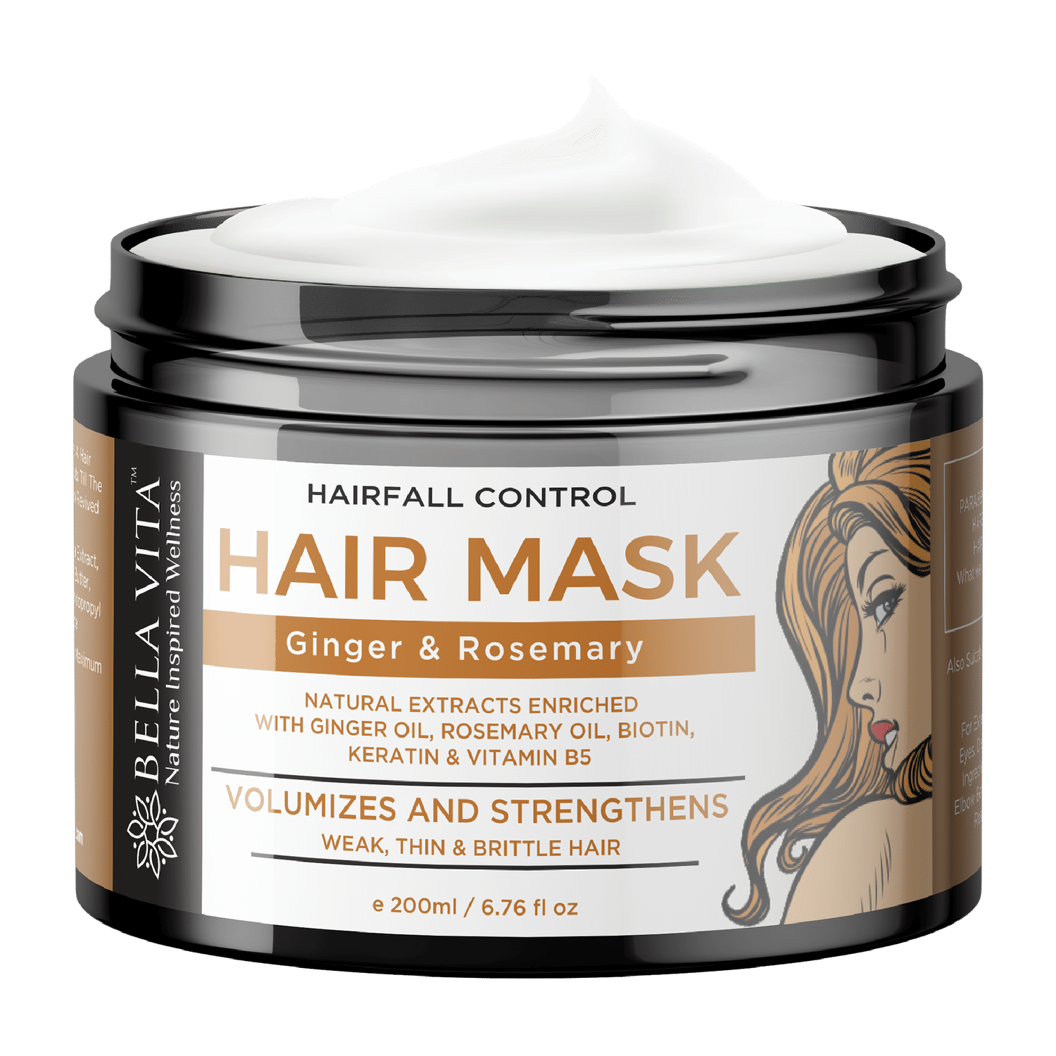 Bella Vita Organic Hair Mask Cream For Volume & Strength With Ginger