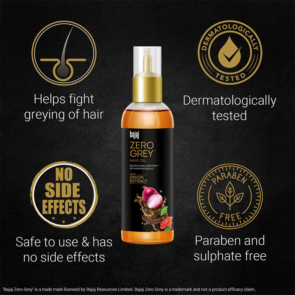 Buy Bajaj Zero Grey Anti Greying Hair Oil (200 ml) Online | Purplle