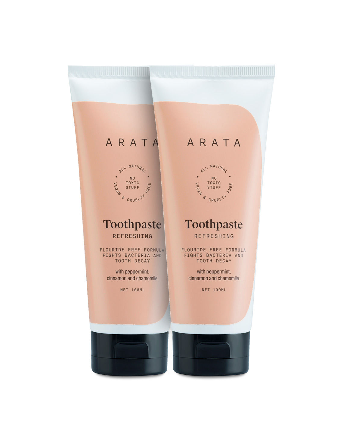 Buy Arata Natural Refreshing Toothpaste with Peppermint ,Cinnamon & Chamomile || All Natural ,Vegan & Cruelty Free || Flouride Free Formula Fights Bacteria & Tooth Decay -(Pack of 2 )-100 ml Each - Purplle