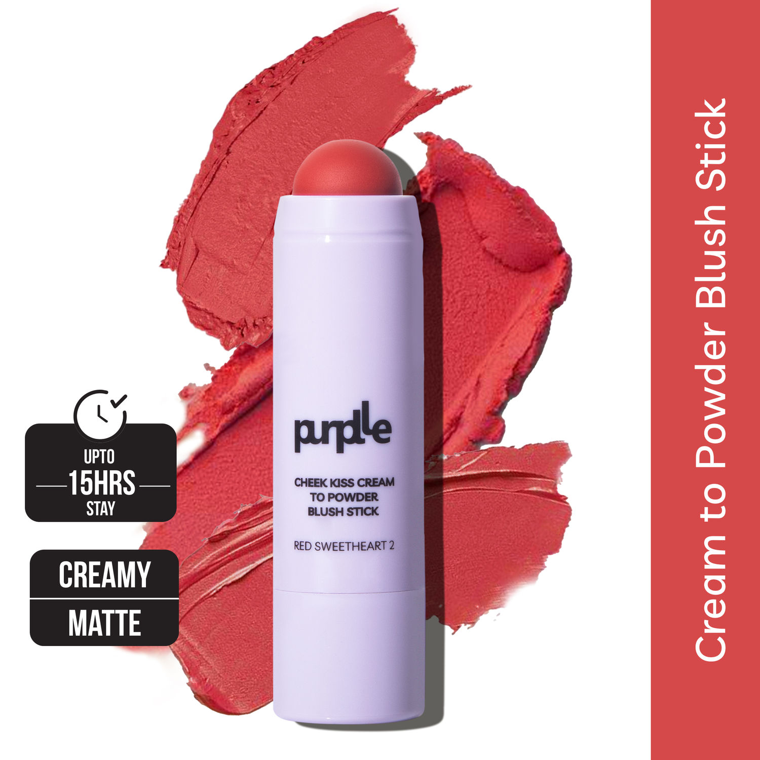 Purplle Cheek Kiss Cream to Powder Blush Stick Red Sweetheart 2