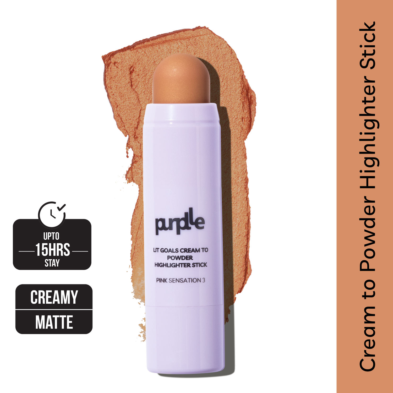 Purplle Lit Goals Cream to Powder Highlighter Stick Pink Sensation 3