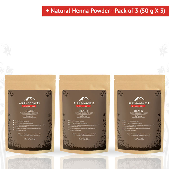 Alps Goodness Natural Henna Powder Black Pack of 3 (50 g X 3)