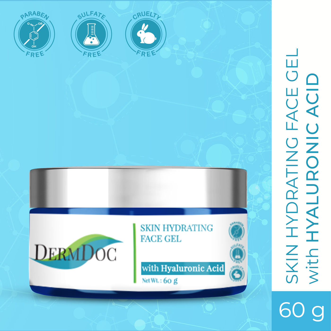 Buy DermDoc Skin Hydrating Face Gel with Hyaluronic Acid (60 g) Online
