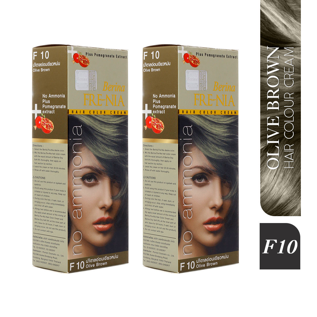 Buy Berina F10 Olive Brown FRE-NIA Hair Color Cream 60gm Pack of 2 Online |  Purplle