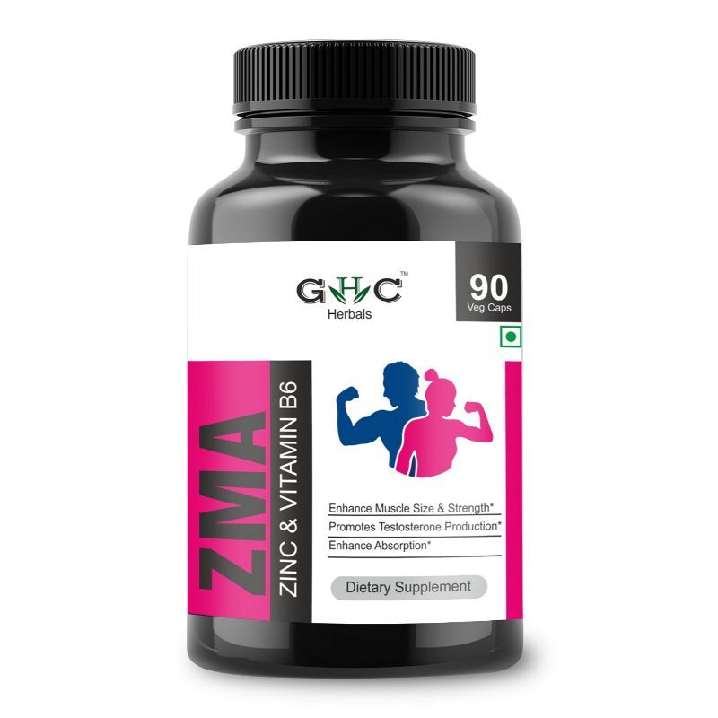 GHC Herbals ZMA supplement with Zinc, Magnesium and Vitamin B6 for