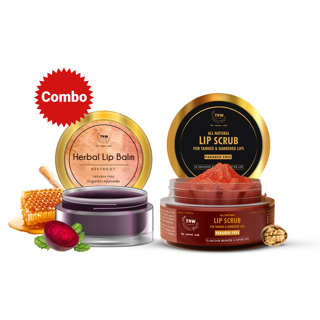 Buy TNW The Natural Wash Beetroot Lip Balm And Lip Scrub Combo