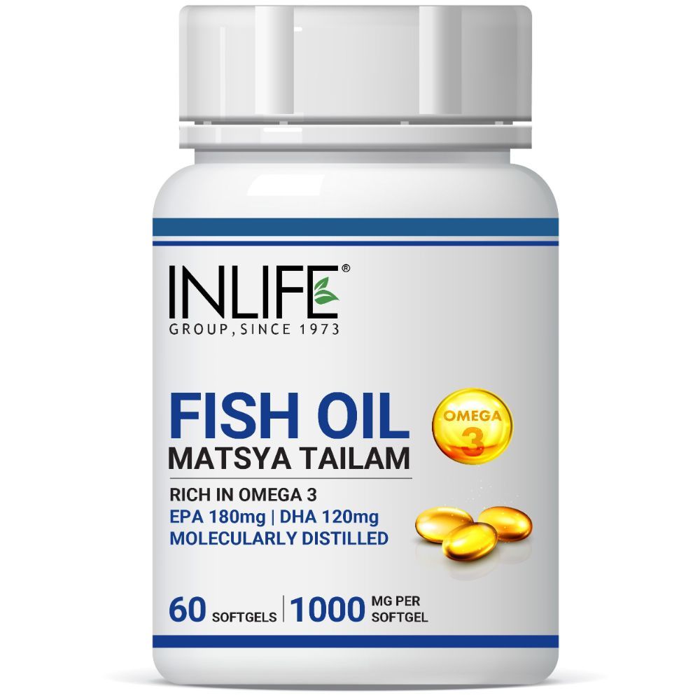 Buy INLIFE Fish Oil Omega 3 Capsules 180mg EPA 120mg DHA Molecularly