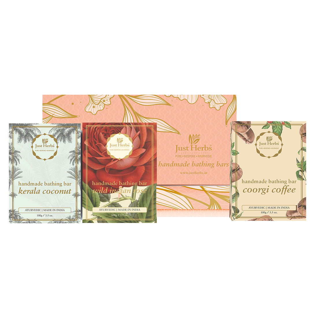 Buy Just Herbs Handmade Bathing Bar Trio Gift Set Online Purplle