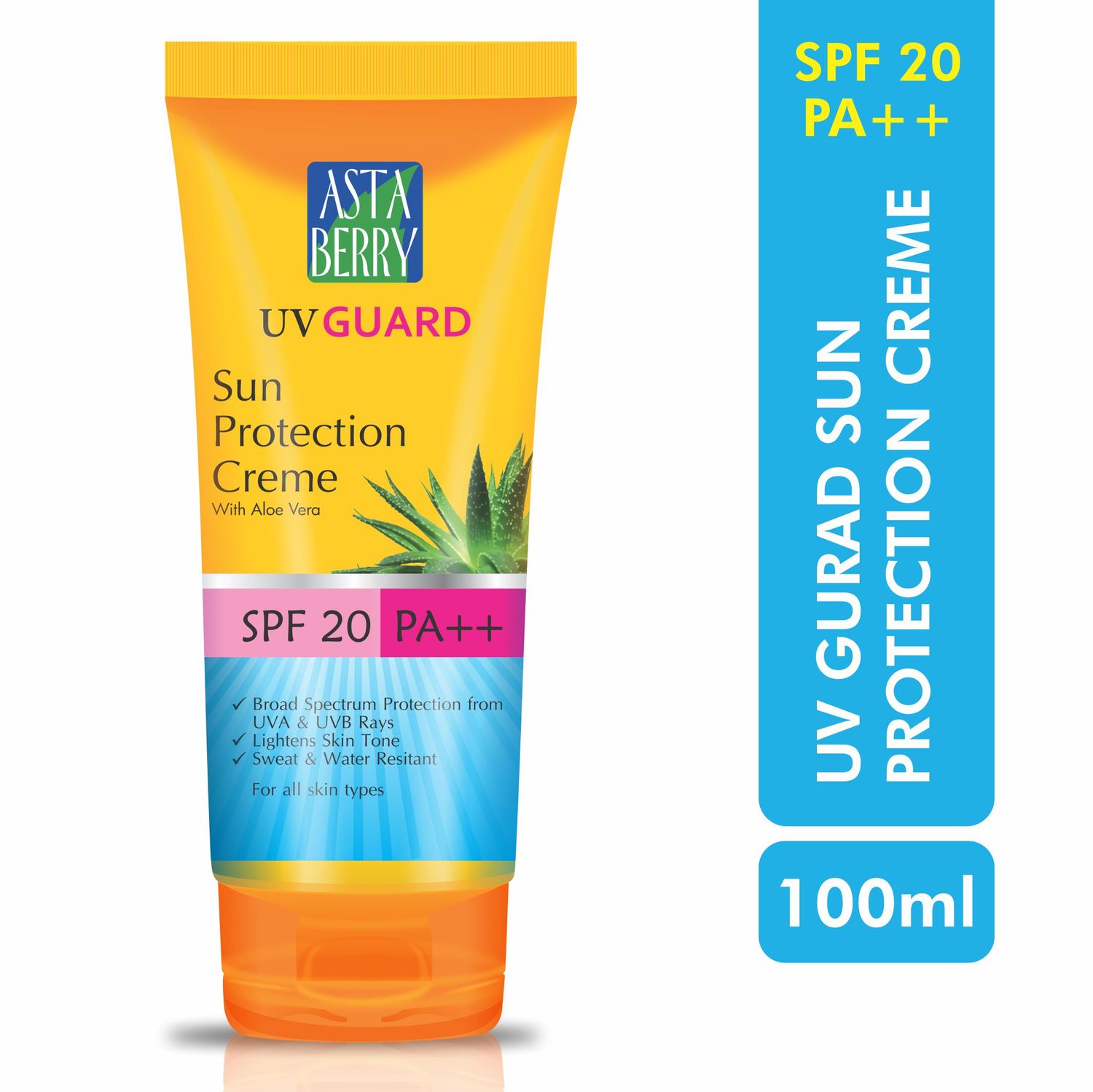 Buy Astaberry UV GUARD Sun Protection Creme SPF 20PA++ (With Aleovera) SPF 20 PA+++ (100 ml