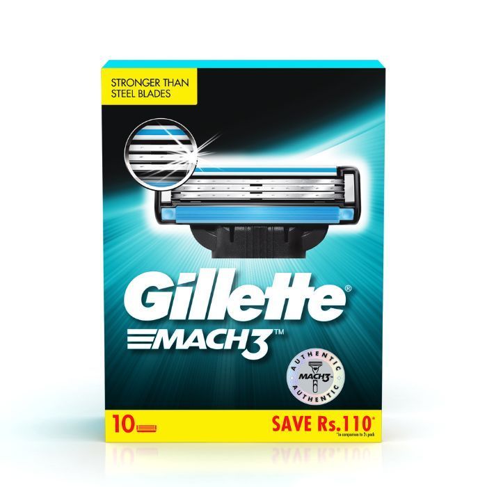 Buy Gillette Mach 3 Shaving Blades- Pack of 10 (Cartridges) - Purplle