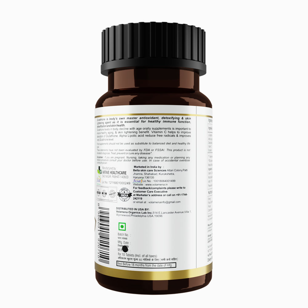 Volamena Premium Glutathione with 500 mg L-Glutathione 30 Tablets