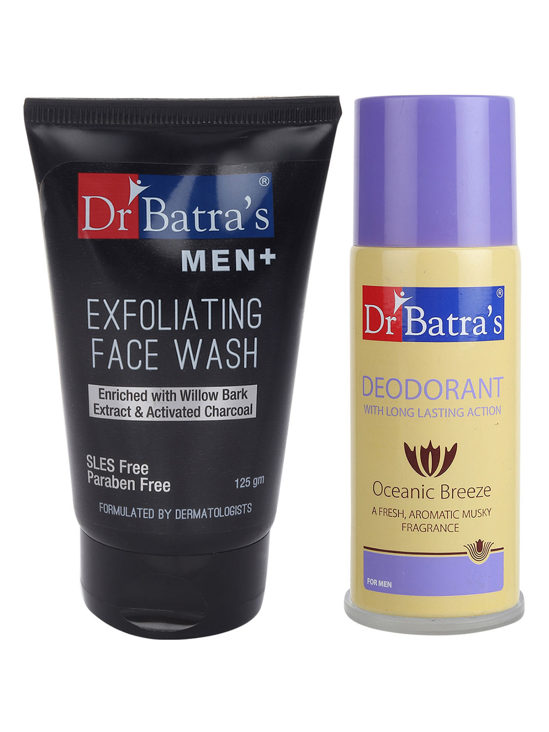 Dr Batra's Men Exfoliating Face Wash 125 g and Deo For Men 100 Gm (Pack of 2 for Men)