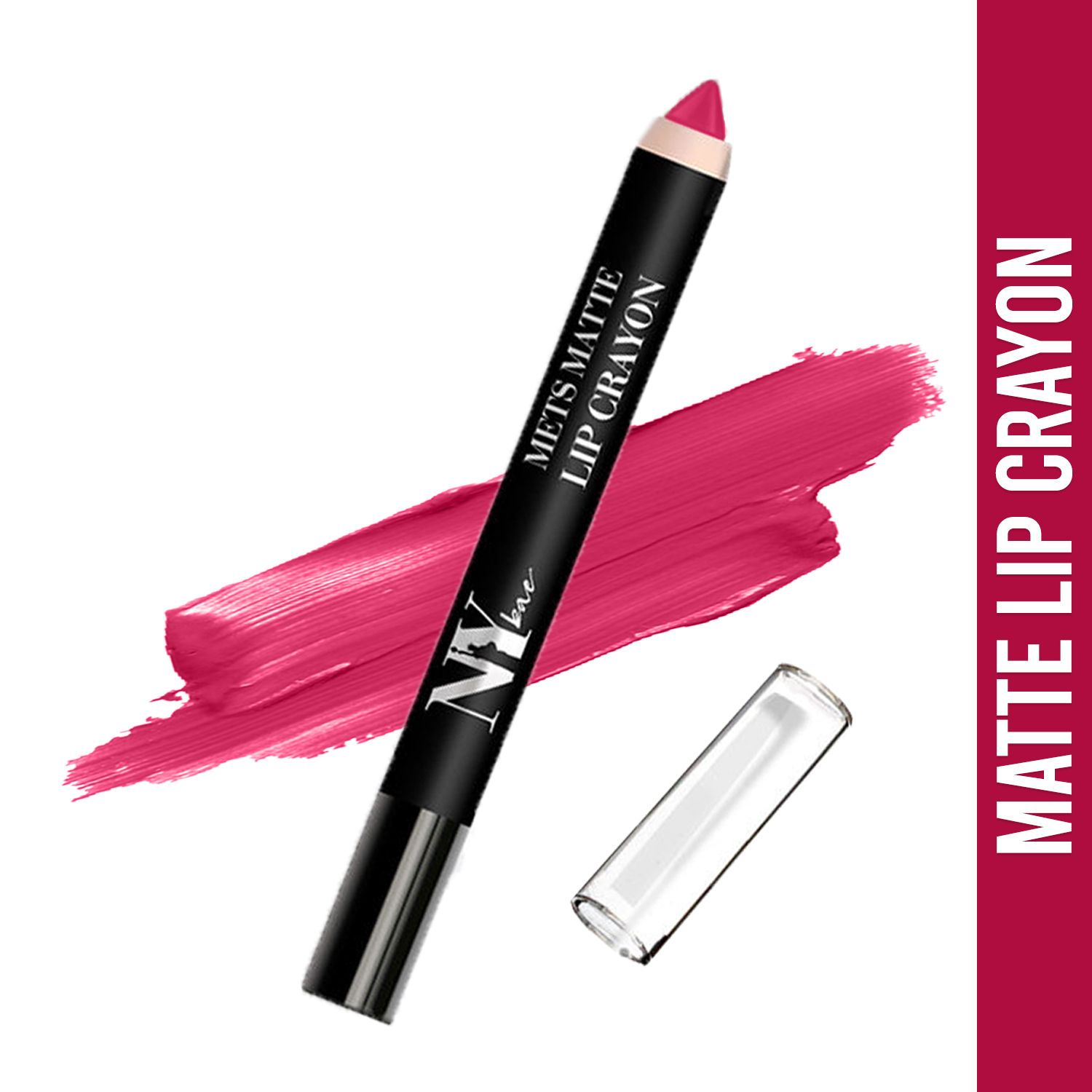NY Bae Mets Matte Lip Crayon | Satin Texture | Pink | Enriched with Vitamin E - First Base Special 7 (2.8 g) - Purplle