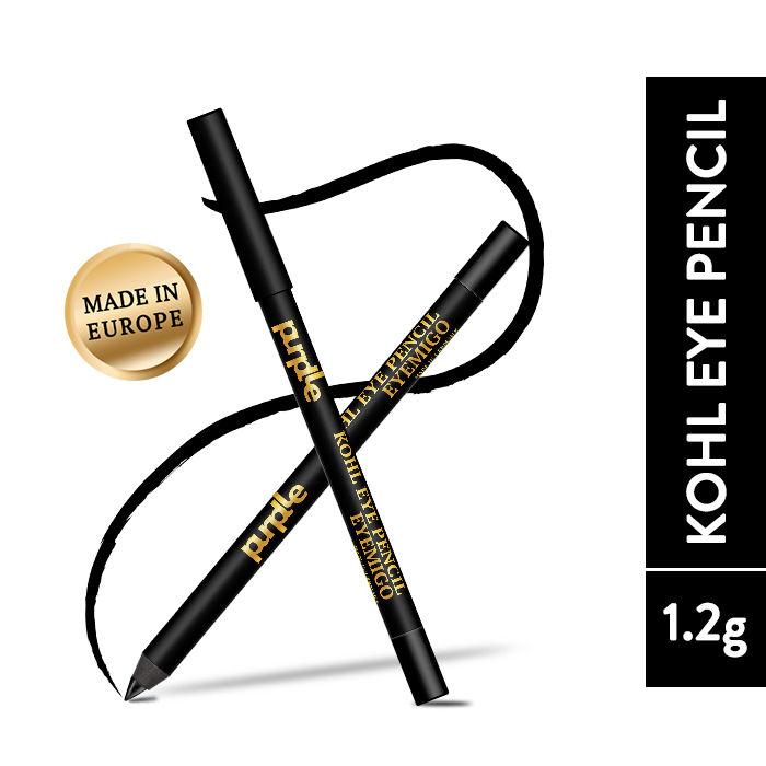 Purplle Eyemigo Kohl Eye Pencil - Super Black Black | Long Lasting | Pigmented | Water Resistent | Smudge Proof | Transfer Proof | Easy Application (1.2 g)