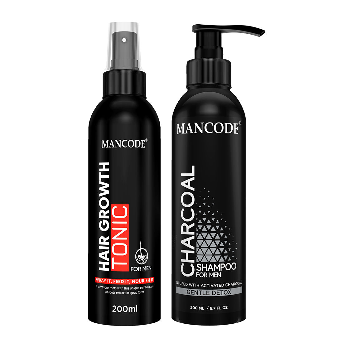 Mancode Hair Tonic 200ml + Charcoal Shampoo 200ml