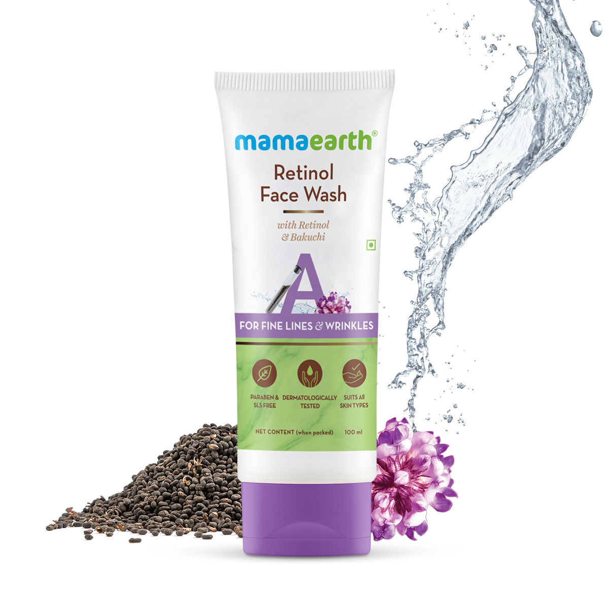 Mamaearth Retinol Face Wash with Retinol & Bakuchi for Fine Lines and Wrinkles (100 ml)