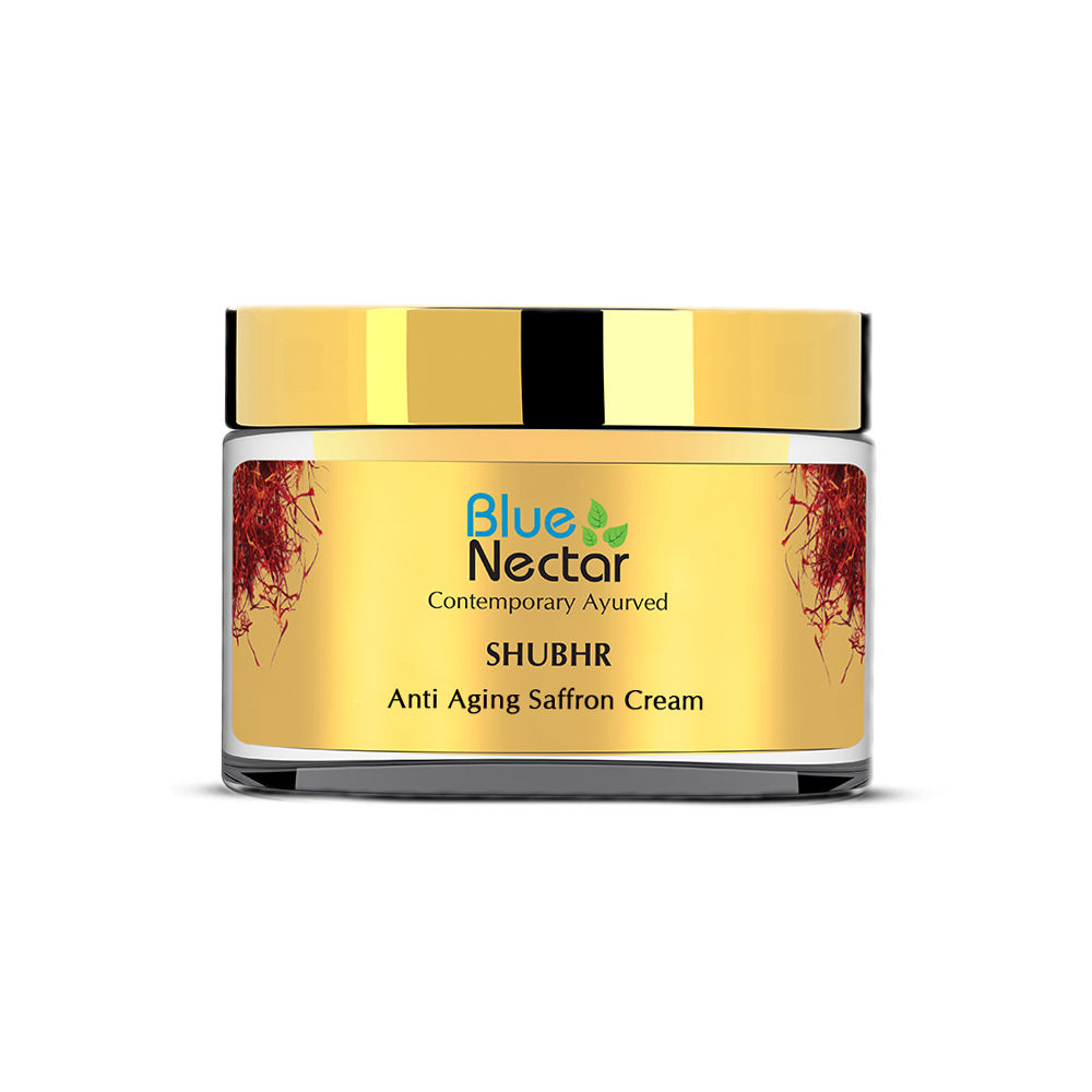Buy Blue Nectar Anti Aging Day and Night Brightening Face Cream for Wrinkles with Pure Saffron Sandalwood. No Parabens, Mineral Oil (Men, 14 Herbs, 50 g) - Purplle