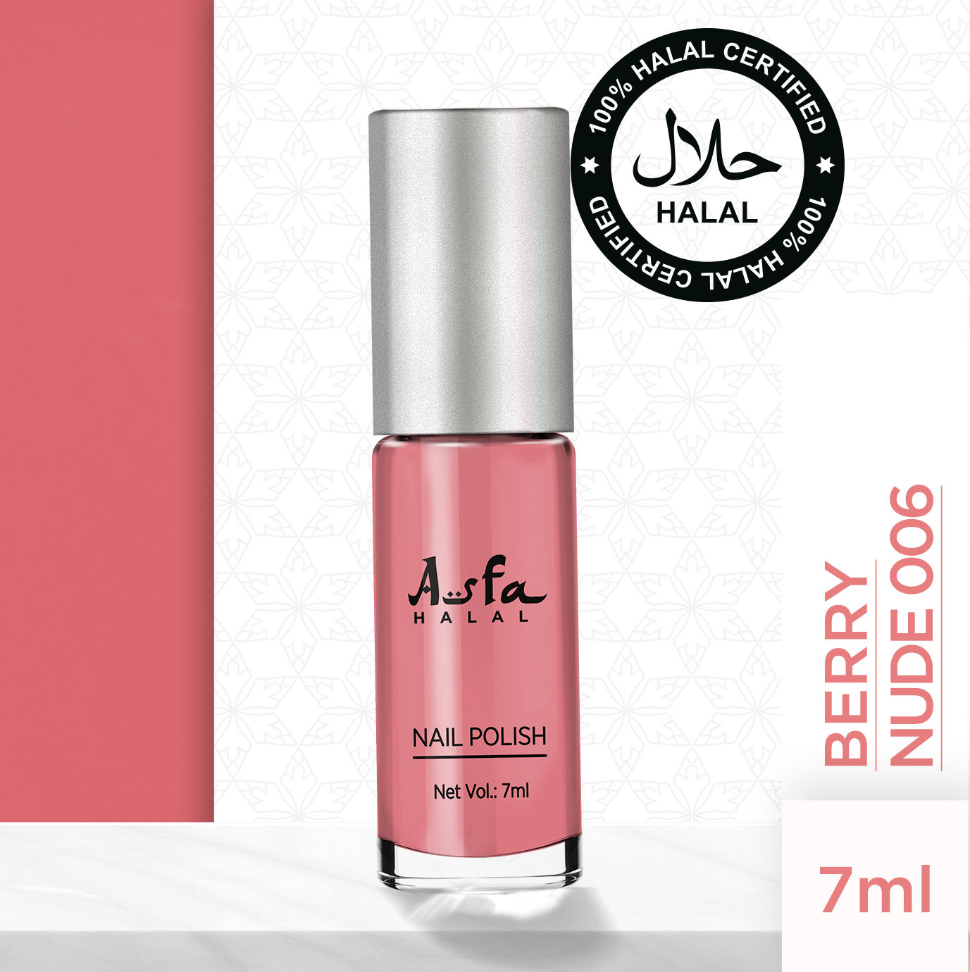 Asfa Halal Wudu Friendly Nail Polish, Berry Nude 006 (5 ml)