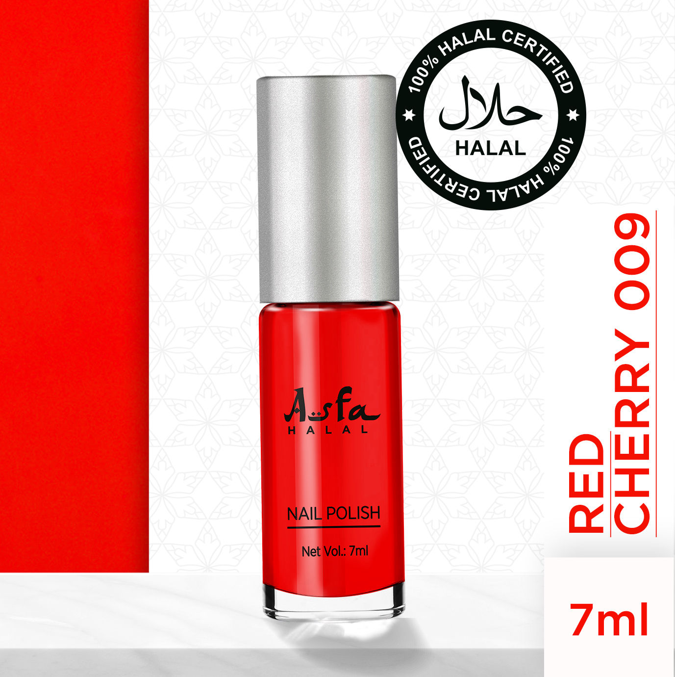 Asfa Halal Wudu Friendly Nail Polish, Red Cherry 009 (5 ml)
