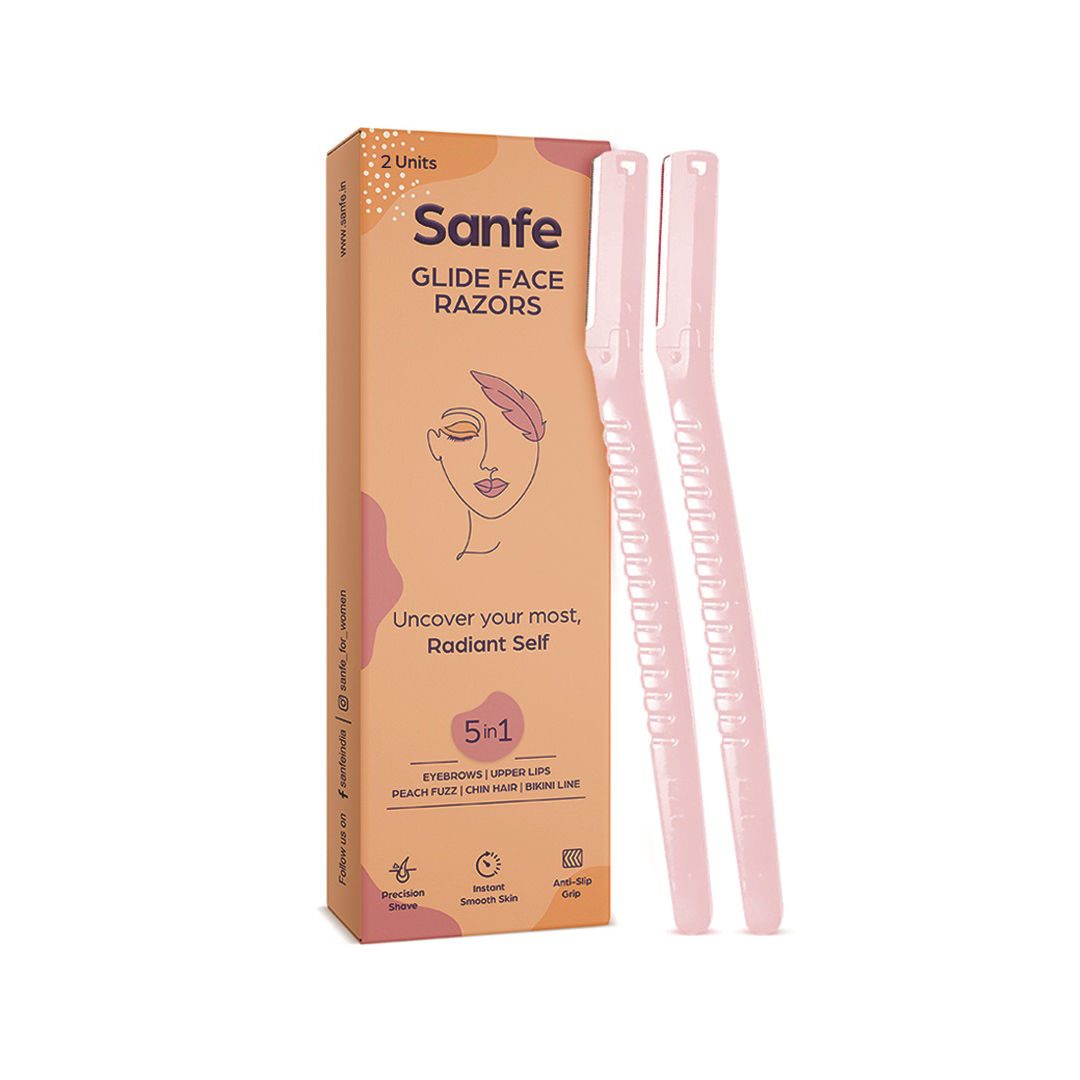 Sanfe Glide Face Razor For Painfree Facial Hair Removal (2 Units