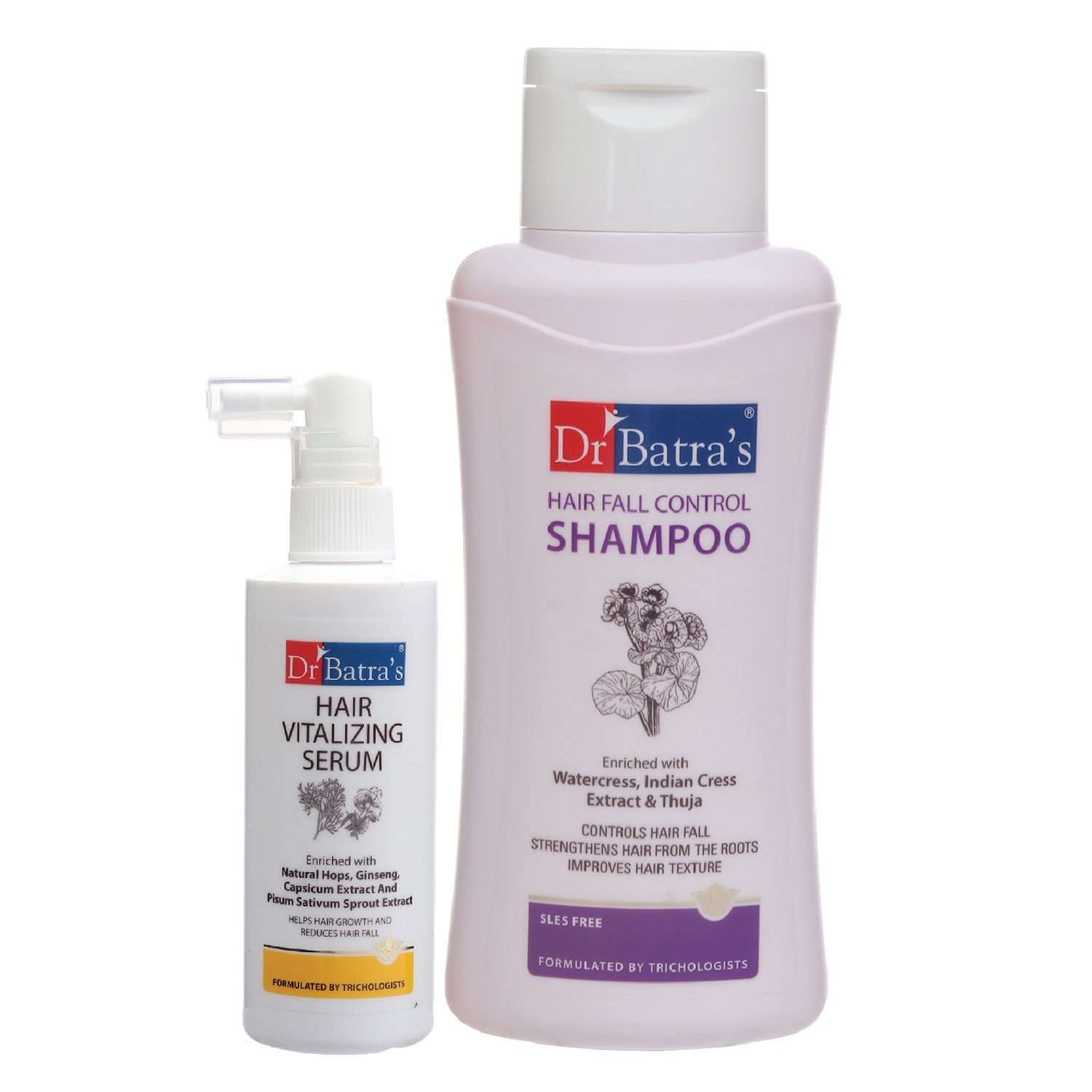 Dr Batra's Hair Vitalizing Serum 125 ml and Hair Fall Control Shampoo - 500  ml