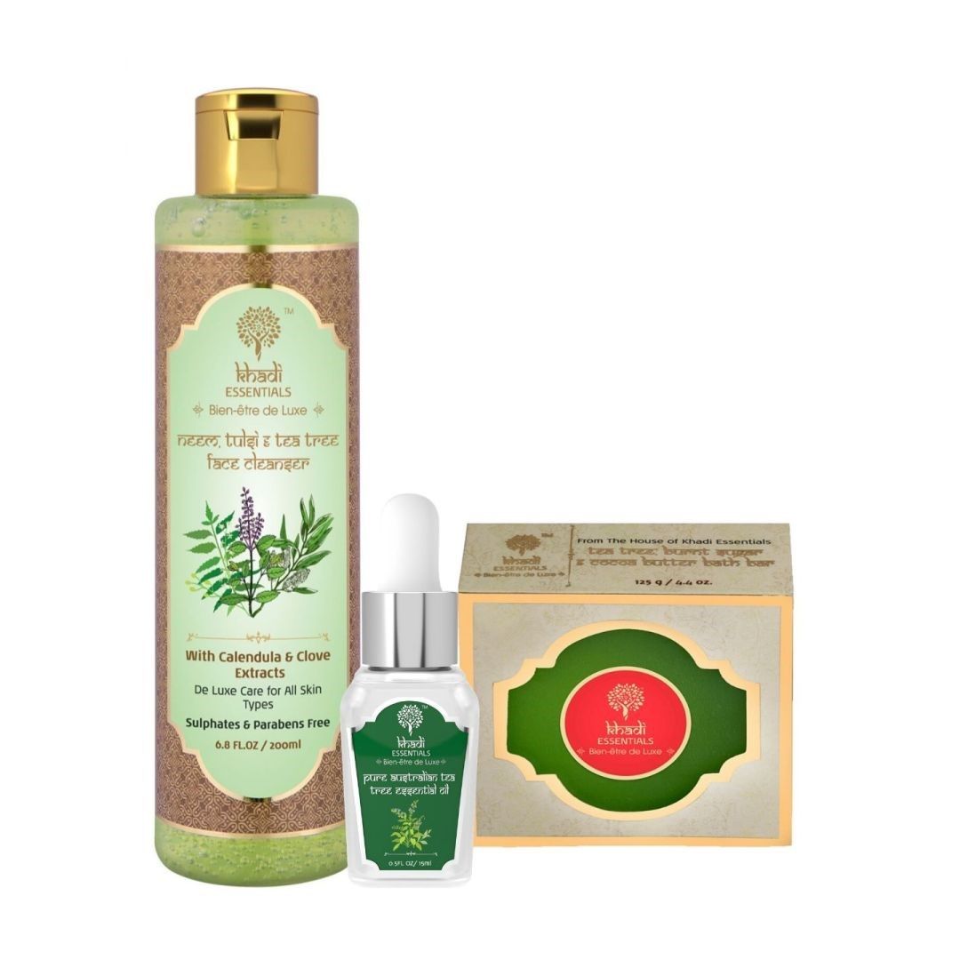 Khadi Essentials Rejuvenating Skin Face and Body Kit(Tea Tree Soap