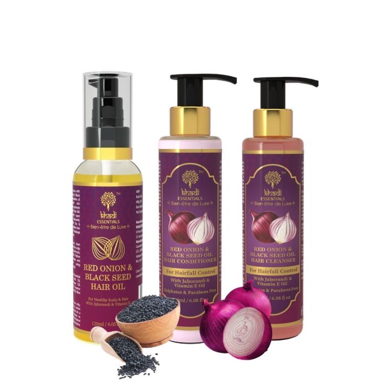 Khadi Essentials Red Onion & Black Seed Oil Hairfall Control Regime