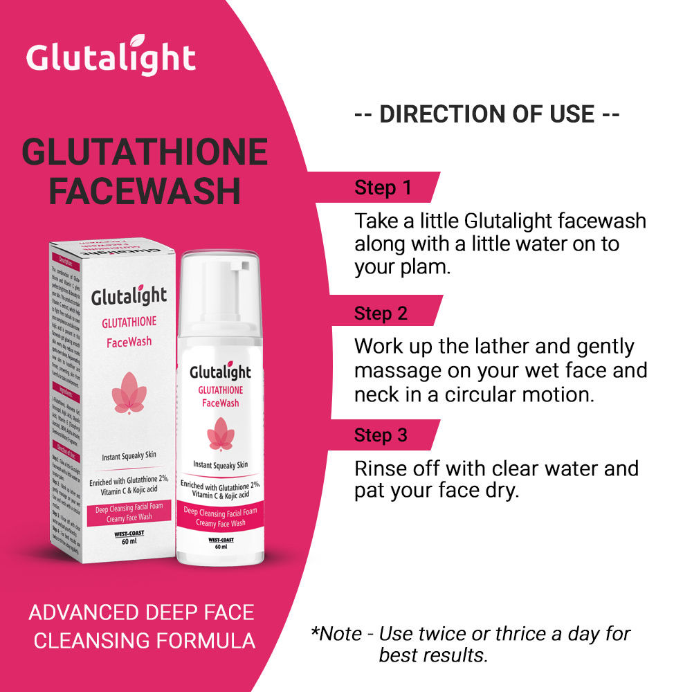 glutathione kojic acid vitamin c face wash Buy Glutalight Glutathione, Vit C, Kojic Acid Skin Lightening Deep Cleansing  Face Wash - 60 ml - Face Wash and Cleanser for Unisex 14088164