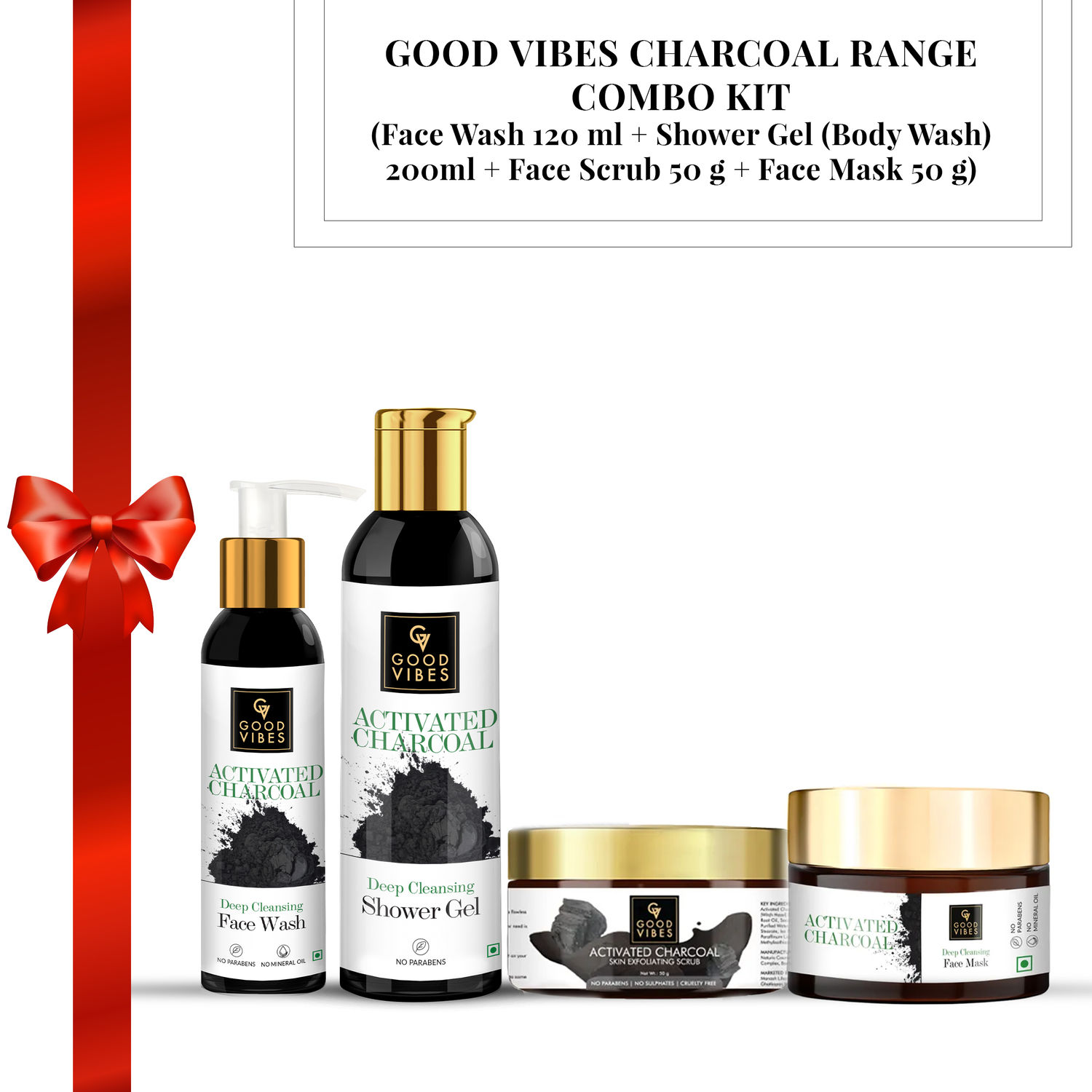 Good Vibes Charcoal Range Combo Kit (Face Wash 120 ml + Shower Gel