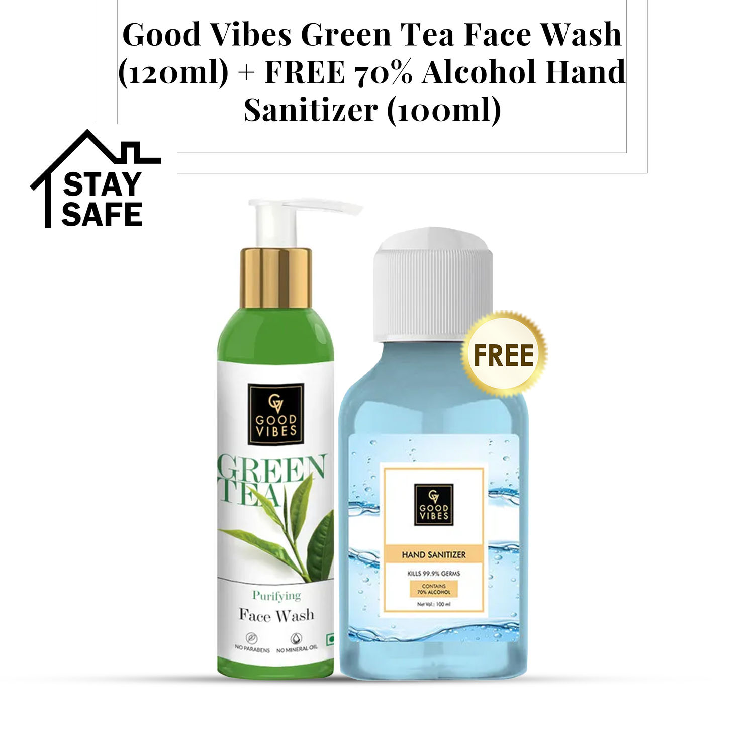 Good Vibes Green Tea Face Wash (120ml) + FREE 70 Alcohol Hand