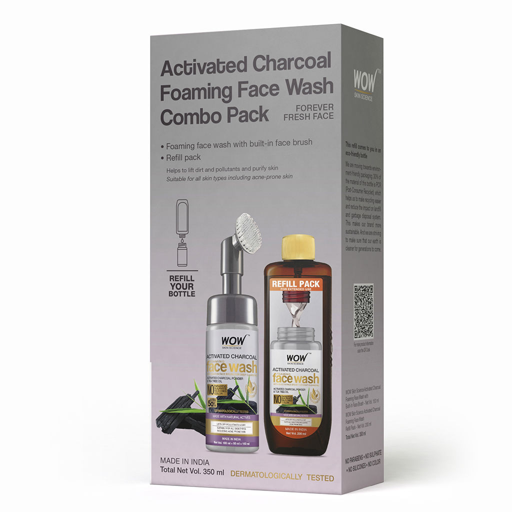 WOW Skin Science Activated Charcoal Foaming Face Wash Save Earth Combo