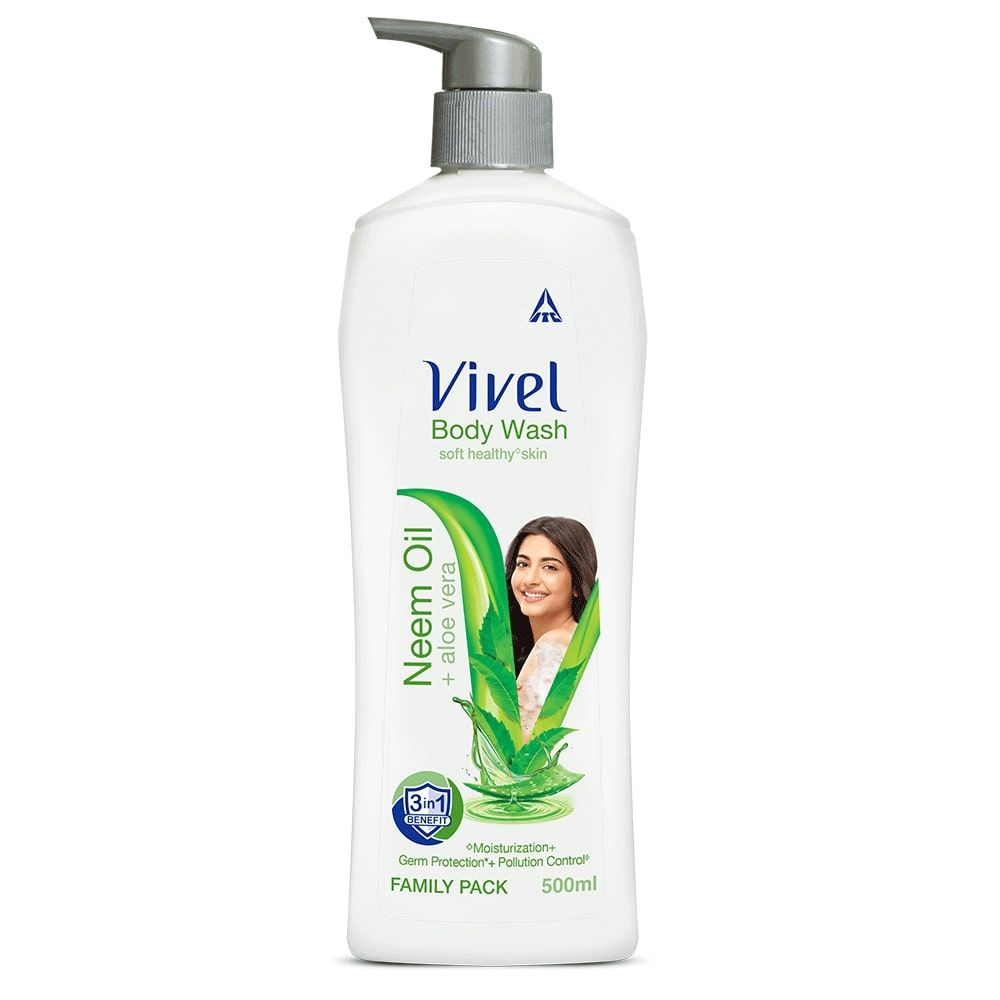 Vivel Body Wash, Neem Oil & Aloe Vera Shower Creme, 500ml Pump