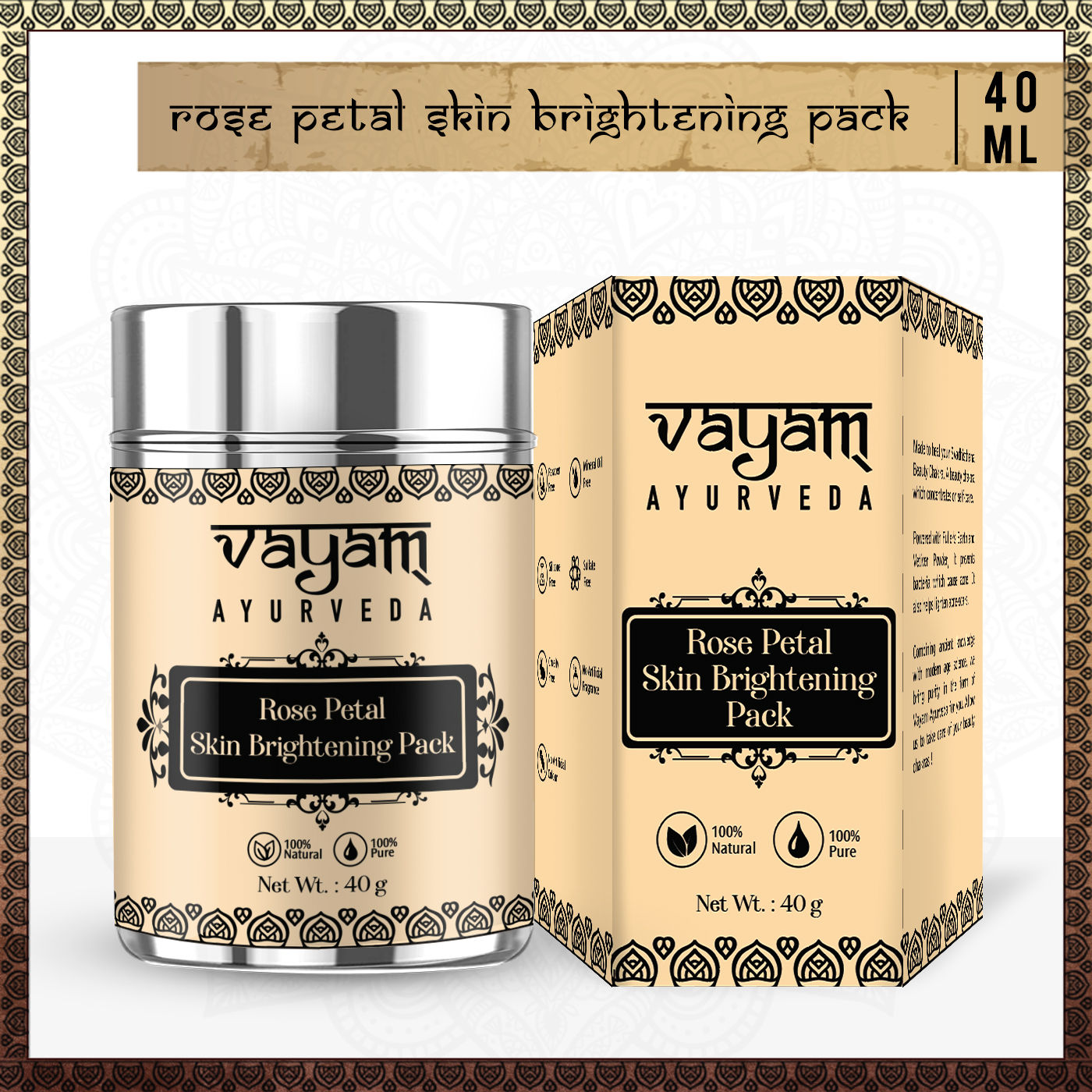 Buy Vayam Ayurveda Skin Brightening Face Pack Rose Petal (40 g