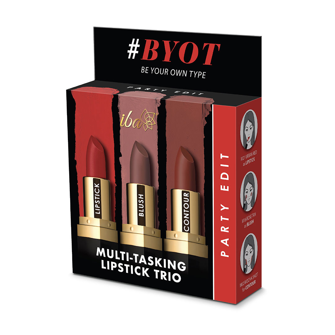 Iba MultiTasking Lipstick Trio Party Edit (Lipstick, Blush, Contour)