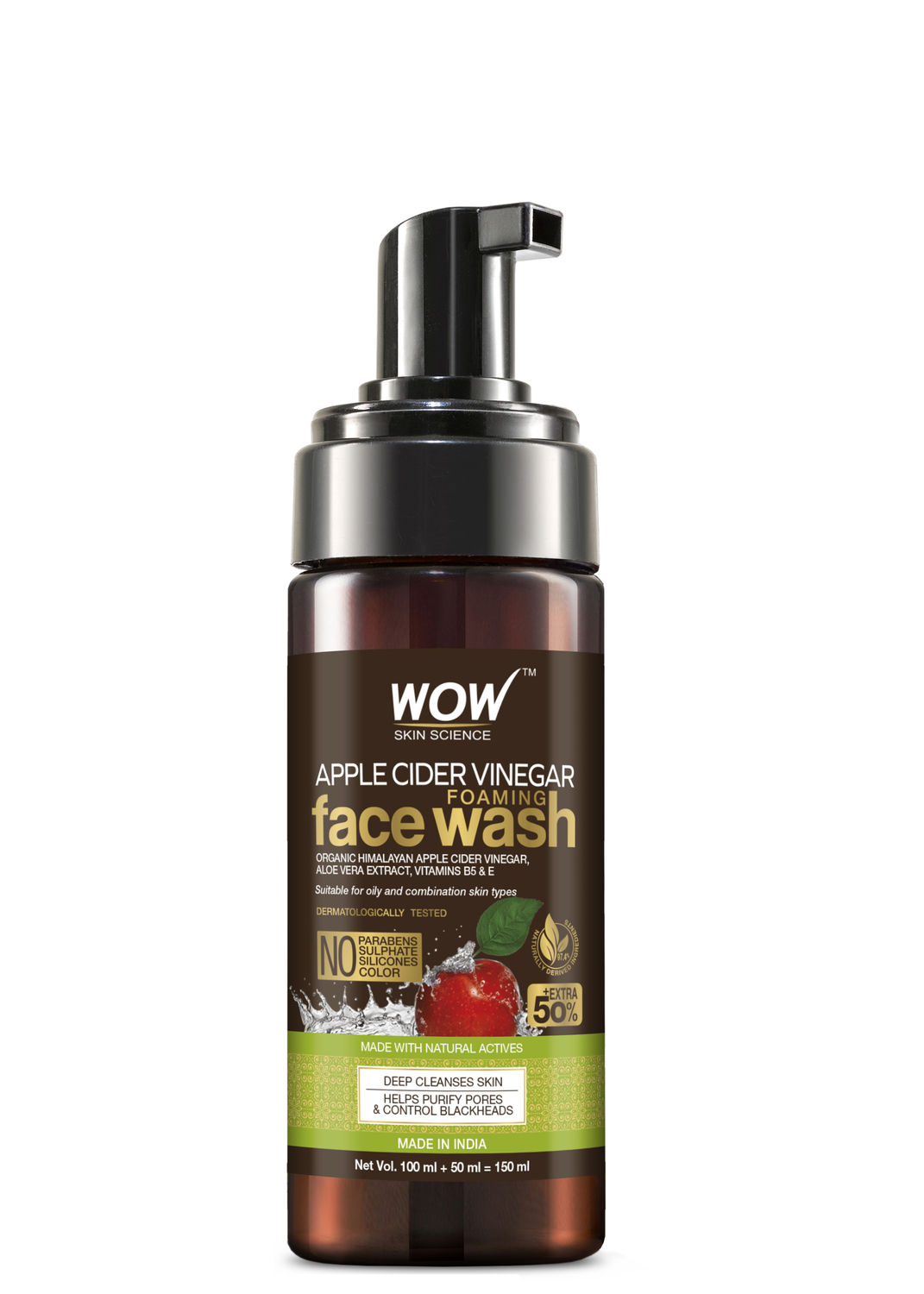 Buy WOW Skin Science Organic Apple Cider Vinegar Foaming Face Wash With