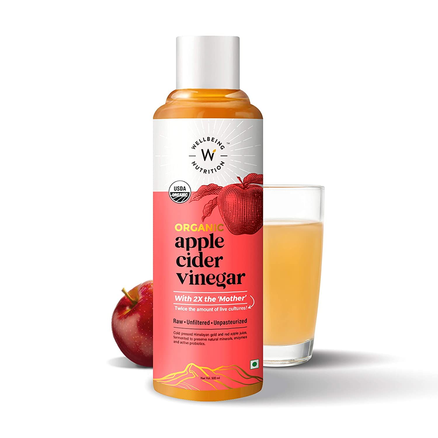 Wellbeing Nutrition USDA Organic Himalayan Apple Cider Vinegar with 2X