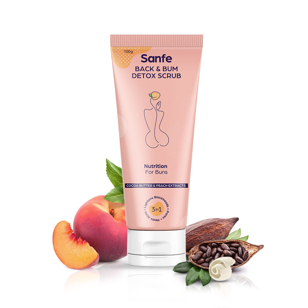 Sanfe Back & Bum Detox Scrub 100g with Cocoa Butter & Peach Extracts