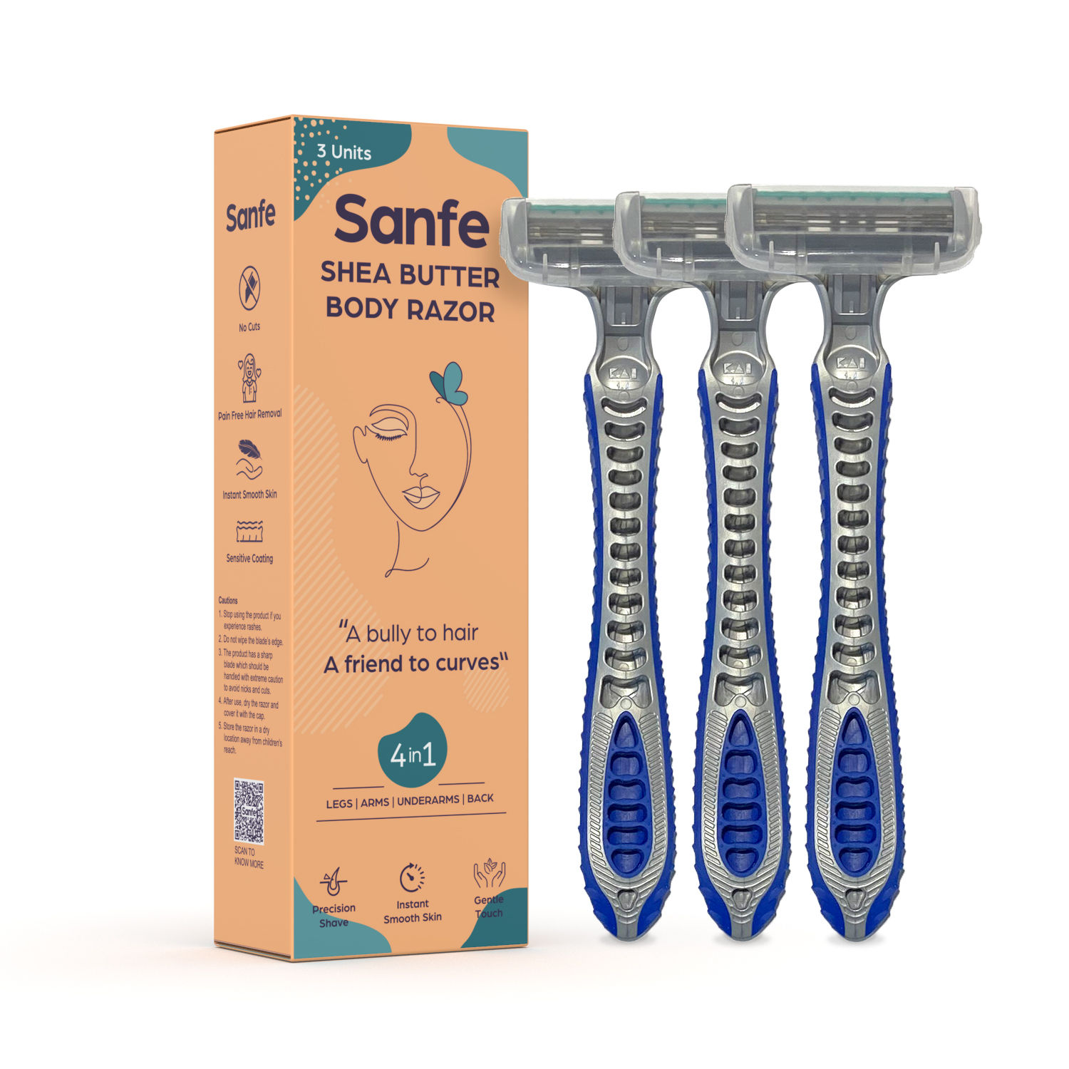 Sanfe Shea Butter Body Razor With Bikini Line Hair Removal Cream for Women