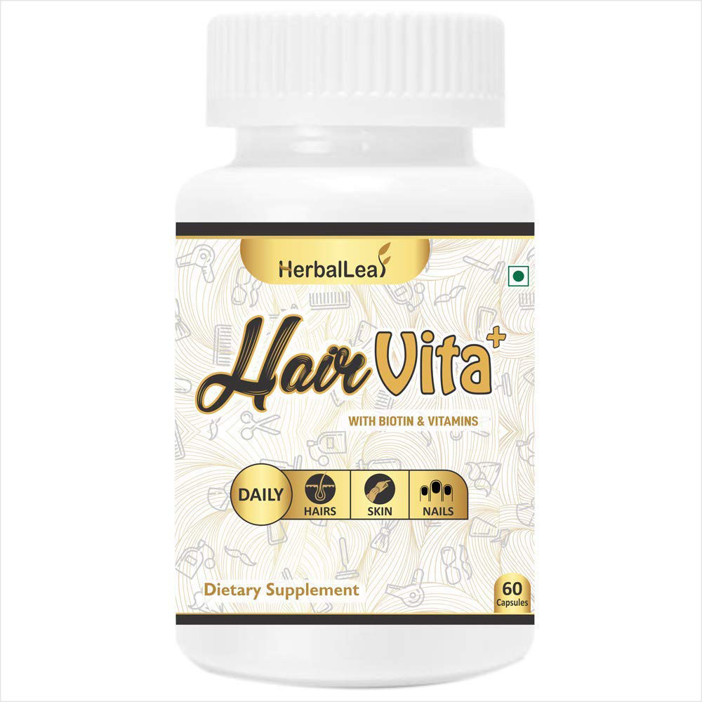 HerbalLeaf HairVita+ with Biotin & Multivitamin for Hairs, Skin & Nails