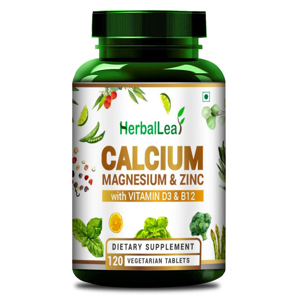 HerbalLeaf Calcium Magnesium Zinc Vitamin D3 & B12 Supports Healthy Bones & Nerves Muscle