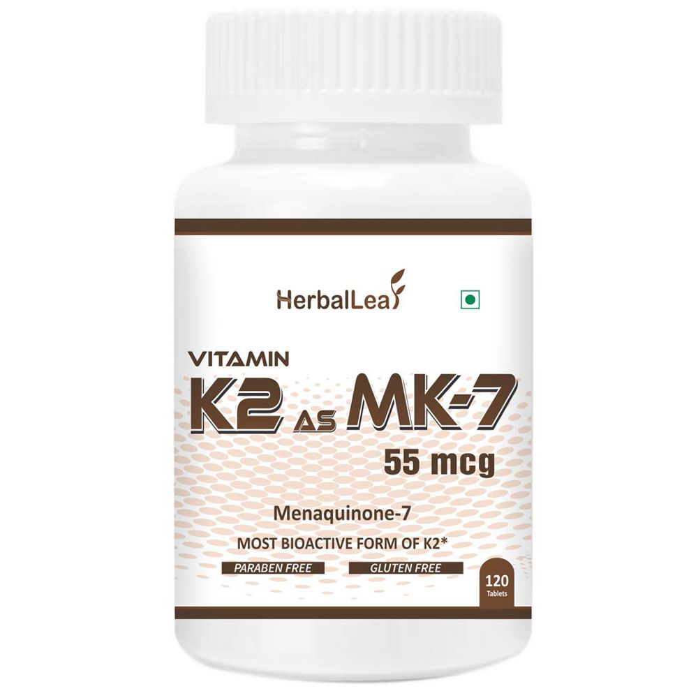 HerbalLeaf Vitamin K2 as MK7 100mcg Supplement Light & Mineral Stable