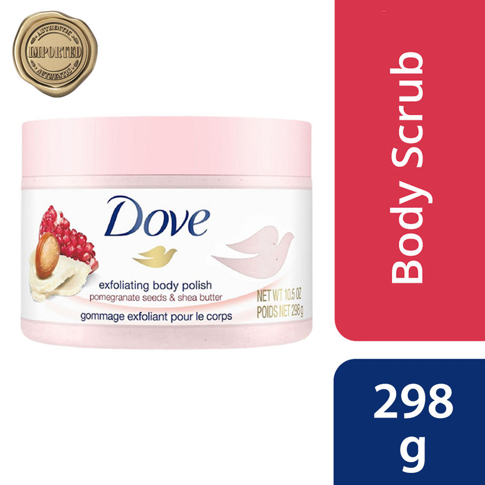 Dove Exfoliating Body Polish Scrub, Shea Butter & Pomegranate Seeds, 298 gm