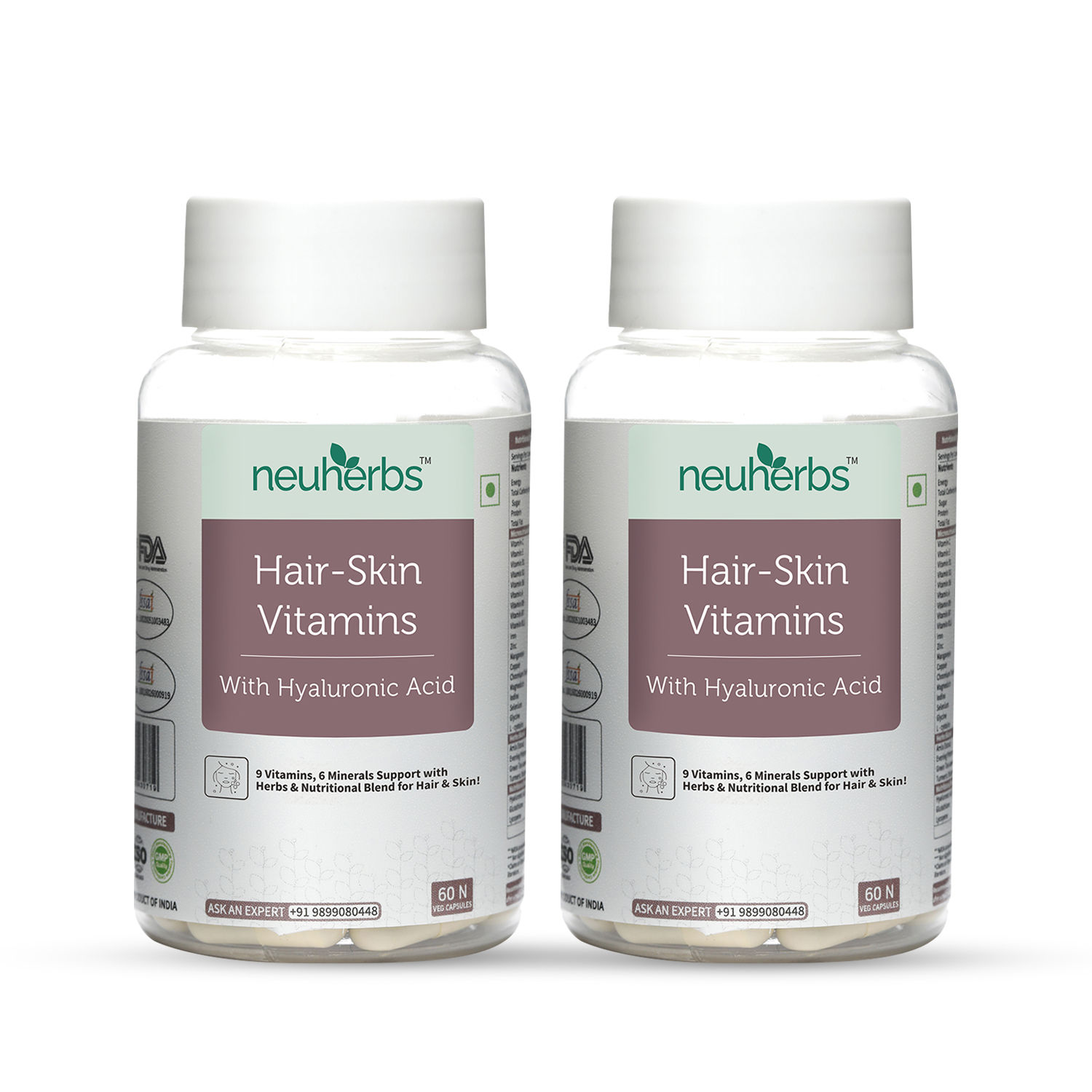 Neuherbs Hair Skin & Vitamin Supplement with Turmeric, Primrose Oil ...