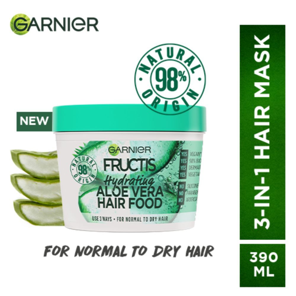 Garnier Fructis Quenching Hair Mask For Normal to Dry Hair - Deep Hydration Aloe  Vera Hair Food (390 ml)