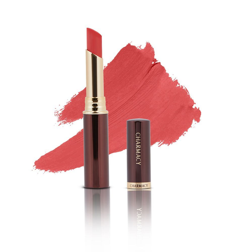 Charmacy Milano Longstay Matte Lipstick, Waterproof, Tangy Scarlet, 2.8 g