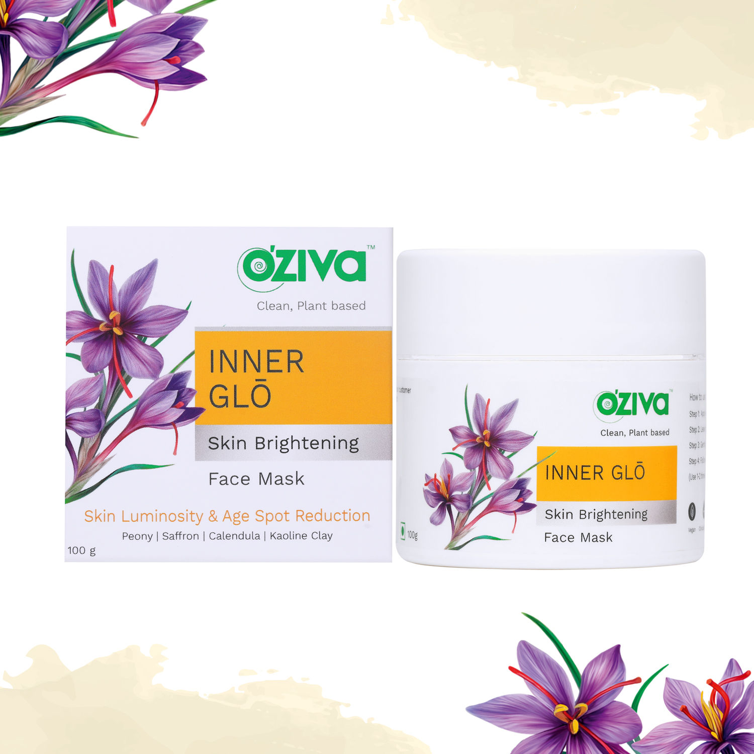 OZiva Inner Glo SkinBrightening Face Mask (with Saffron, Turmeric
