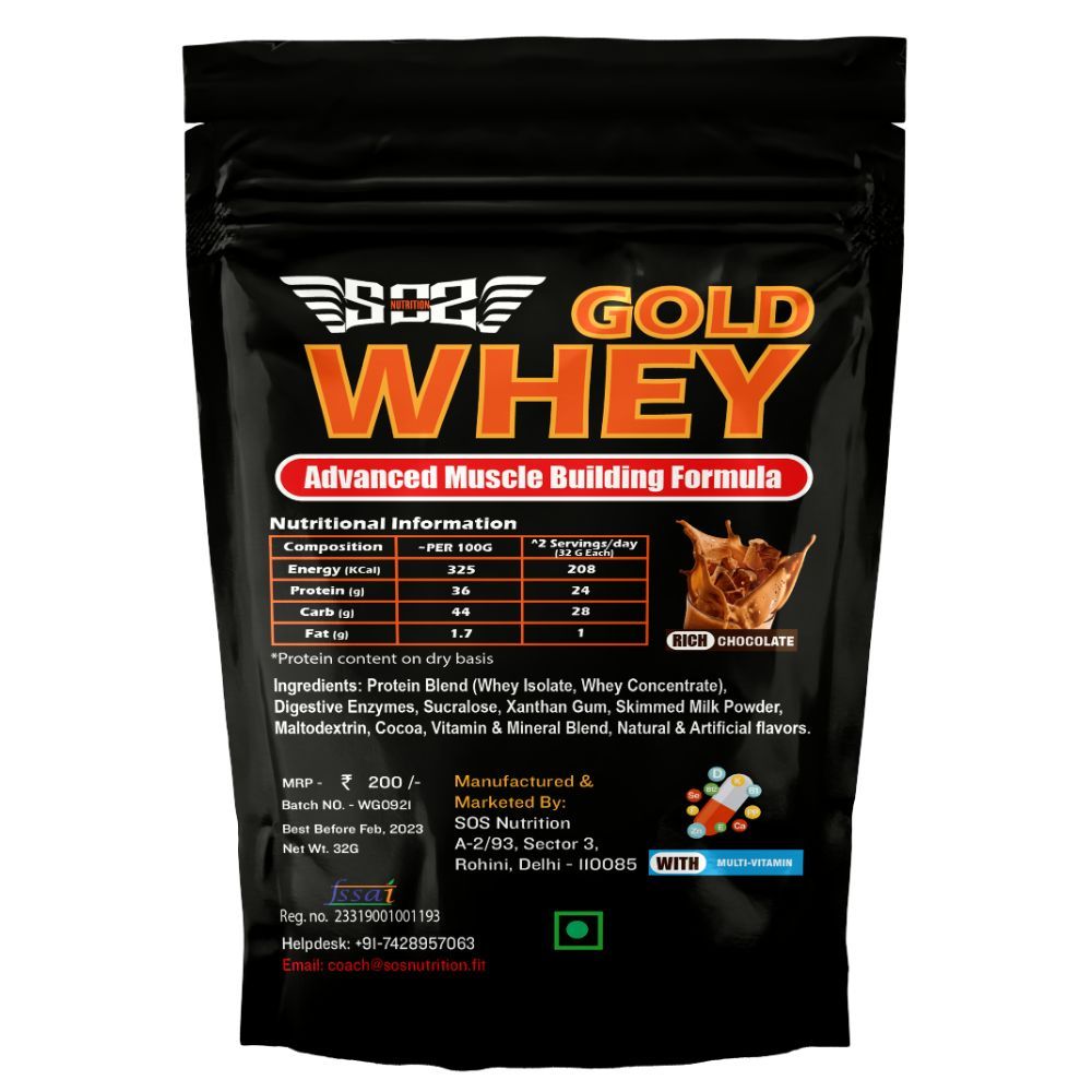 SOS Nutrition Whey Protein GOLD Powder for Men 24g Protein/day 5.5g