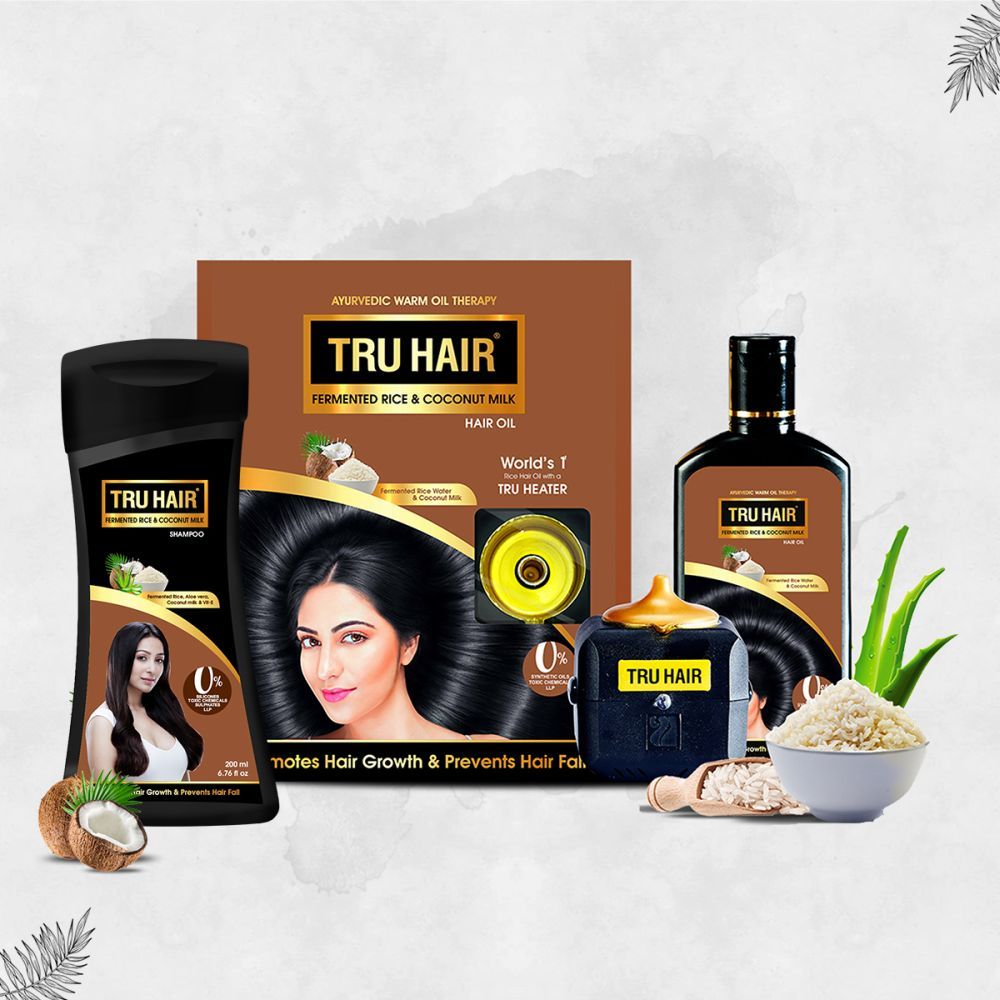 TRU HAIR Fermented Rice & Coconut Milk Hair Oil110ml with Tru Heater