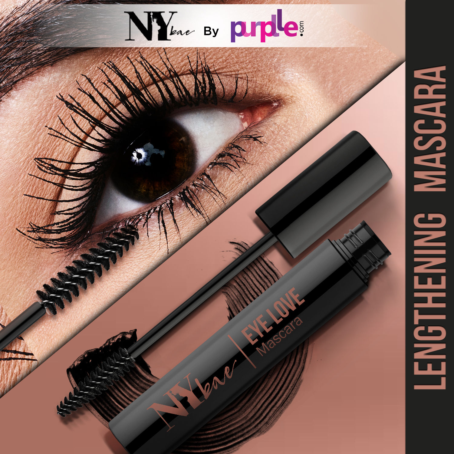 NY Bae Eye Love Lengthening Mascara - Black (8 ml) | Enriched with Castor Oil | Long lasting | Water Resistant | Paraben Free