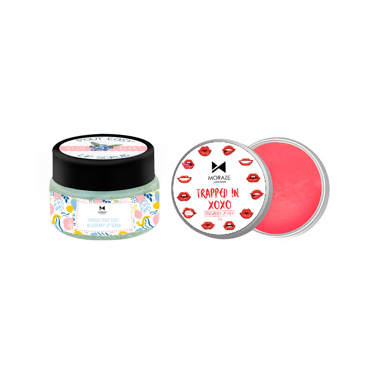 Moraze Combo Pack of Lip Balm (Strawberry) 8 GM, and Lip Scrub